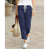 Pantalones de mujer - Cintura ajustable con cordón - Corte recto - Comodidad ligera y transpirable