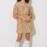 Vestido corto de mujer – hombros descubiertos – voile ligero – corte fluido – estampado floral