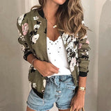 Chaqueta de mujer – Corte holgado – Ligera – Estampado floral – Cremallera frontal