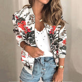 Chaqueta de mujer – Corte holgado – Estampado floral – Acabado acanalado – Tejido transpirable
