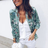 Chaqueta de mujer – Corte holgado – Ligera – Estampado floral – Cremallera frontal