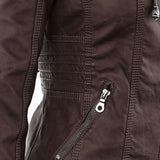 Chaqueta de cuero PU elegante, versátil y de alta calidad para mujer.