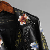 Chaqueta de cuero floral elegante, chic y duradera para mujer.