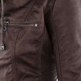 Chaqueta de cuero PU elegante, versátil y de alta calidad para mujer.
