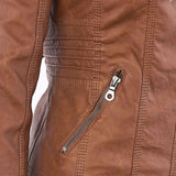 Chaqueta de cuero PU elegante, versátil y de alta calidad para mujer.