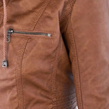 Chaqueta de cuero PU elegante, versátil y de alta calidad para mujer.