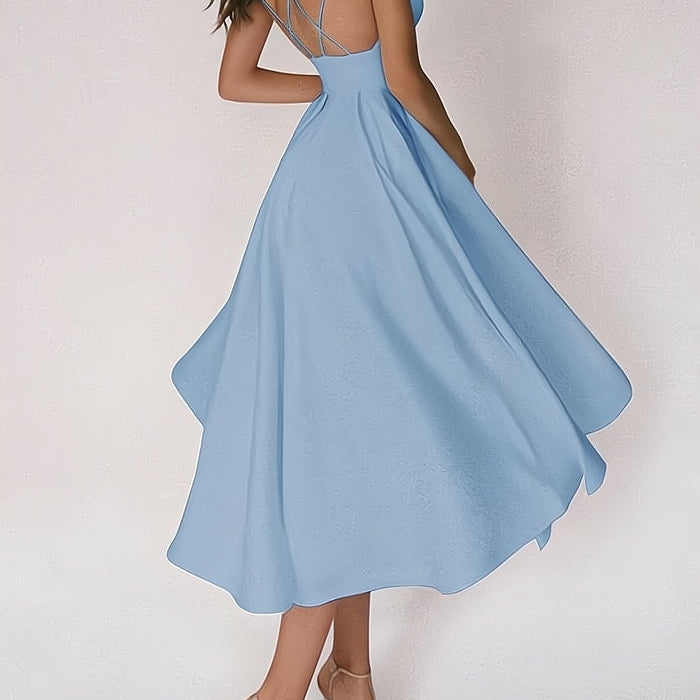 Vestido de mujer - Escote pronunciado - Sin mangas - Falda vaporosa - Vestido de noche elegante