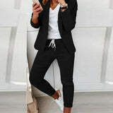 Conjunto de blazer y chándal para mujer: corte holgado, tejido suave y transpirable, cintura con cordón ajustable.