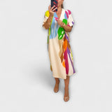 Roos - Vestido casual con estampados coloridos de hojas