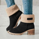 Botines de mujer - Elegante ante - Tacón ancho estable - Forro cálido de piel sintética