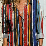 Blusa de mujer – Corte relajado – Tejido transpirable – Mangas remangadas – Botones