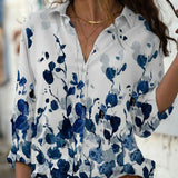Blusa de mujer – Corte relajado – Tejido transpirable – Mangas remangadas – Botones