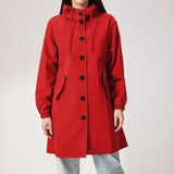 Gabardina de mujer – Repelente al agua – Corte holgado – Capucha – Largo hasta la rodilla