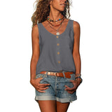 Top de mujer - Sin mangas - Abotonado - Corte holgado - Estilo casual