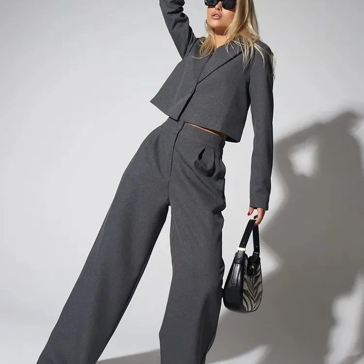 Conjunto de dos piezas: pantalón ancho y ajustado para primavera