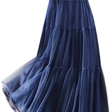 Falda midi de mujer – Tul ligero – Cintura fruncida – Corte fluido con volantes en capas