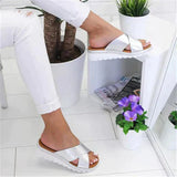 Sandalias de mujer – Tiras cruzadas texturizadas – Suela de plataforma acolchada – Ajuste relajado