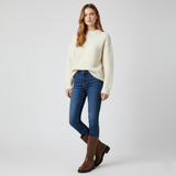 Botas de media caña para mujer - Estilo vuelto - Punta redonda - Estilo sin cordones