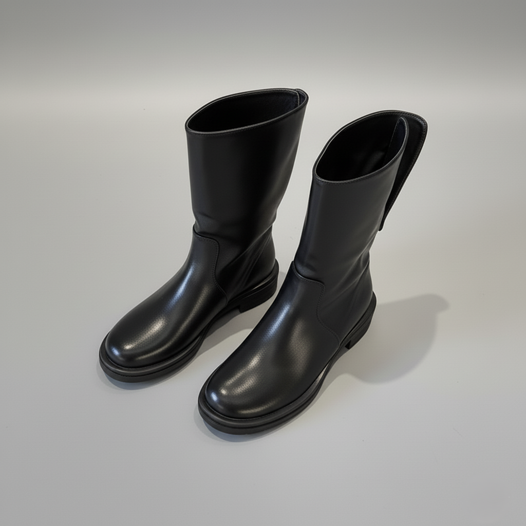 Botas de media caña para mujer - Estilo vuelto - Punta redonda - Estilo sin cordones
