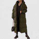 Abrigo largo de mujer – Chaqueta acolchada – Corte oversize – Capucha de cuello alto