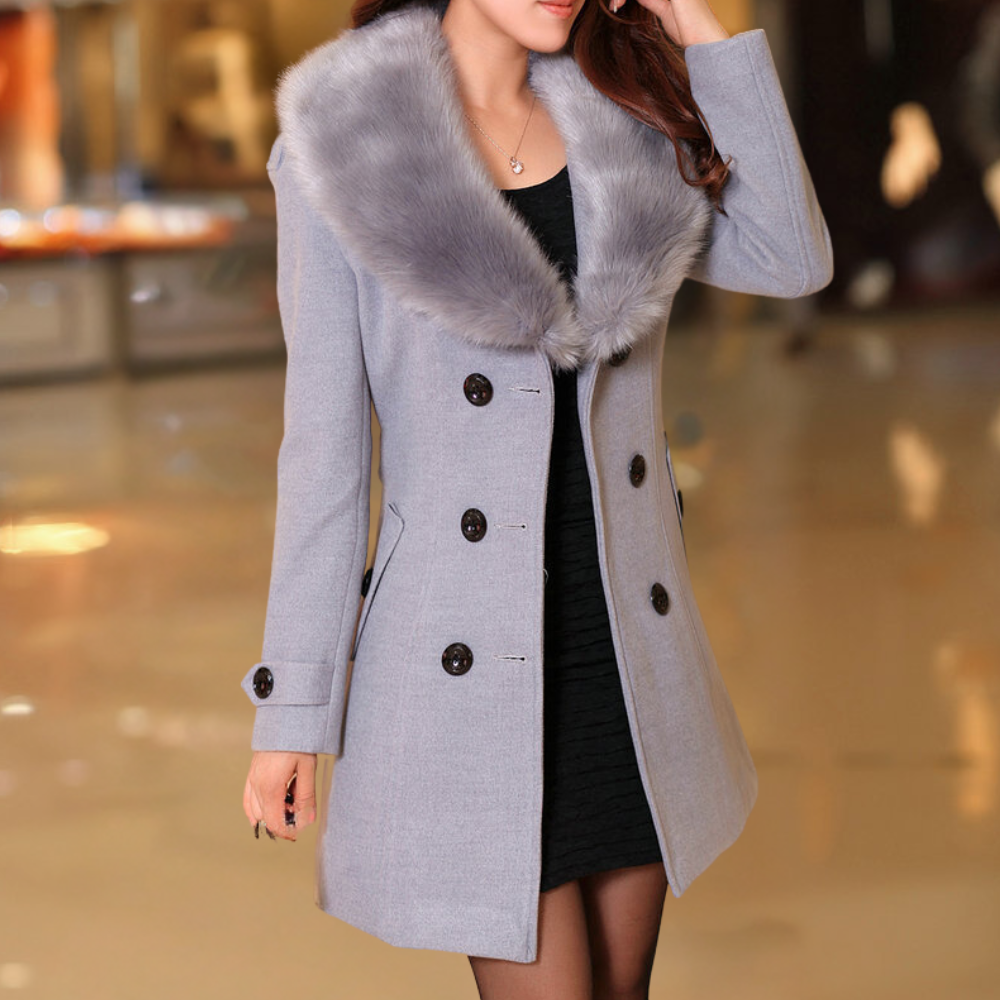 Gabardina elegante, cálida y sofisticada para mujer.