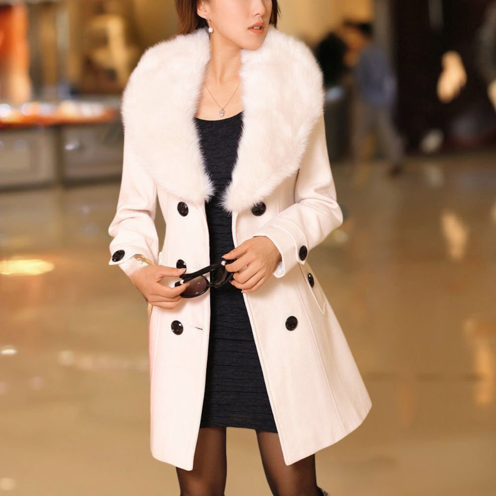 Gabardina elegante, cálida y sofisticada para mujer.