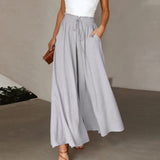 Pantalones anchos para mujer - Cintura alta - Tejido fluido - Estilo elegante y cómodo
