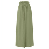 Pantalón largo de mujer - Cintura elástica con cordón - Corte relajado - Tejido ligero y fluido