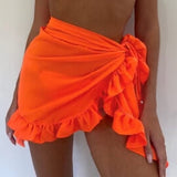 Falda de playa para mujer – Estilo cruzado ajustable – Tejido ligero – Dobladillo con volantes