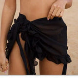 Falda de playa para mujer – Estilo cruzado ajustable – Tejido ligero – Dobladillo con volantes