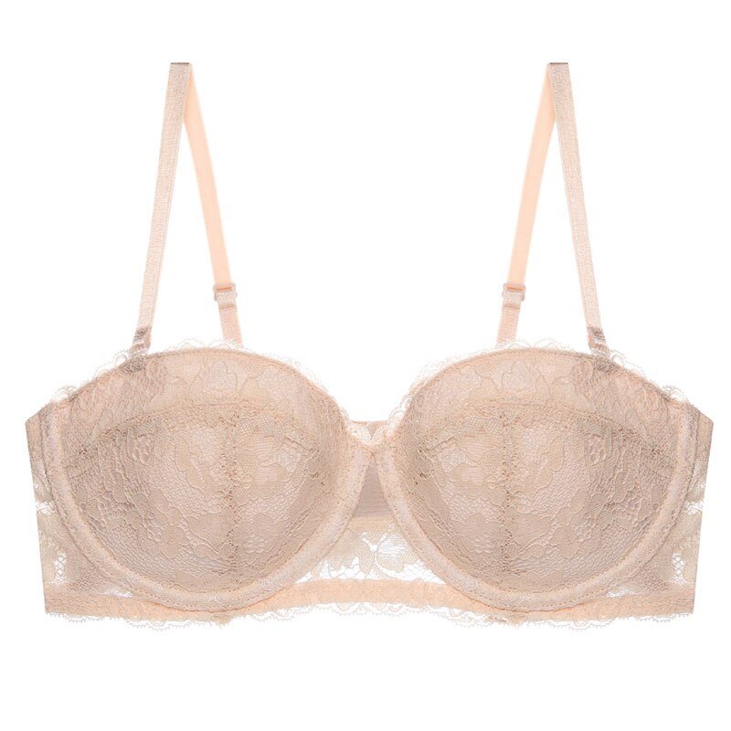 Sujetador balconette para mujer – Encaje transpirable – Aros – Tirantes ajustables