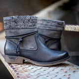 Botas de mujer - Piel elegante - Tacón bajo cómodo - Detalle de punto de moda