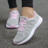 Zapatillas deportivas para mujer – Malla transpirable – Cierre con cordones – Suela ligera antideslizante