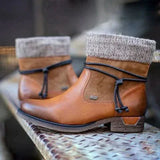 Botas de mujer - Piel elegante - Tacón bajo cómodo - Detalle de punto de moda