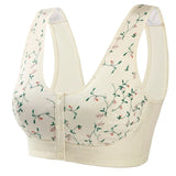 Bralette de mujer – Sin aros – Tejido suave – Botones en la parte delantera – Estampado floral