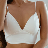 Bralette para mujer – Sujeción ligera – Tirantes ajustables – Cuello en V – Tejido suave y transpirable
