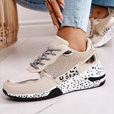 Zapatillas bajas para mujer – Suela gruesa – Estampado animal – Detalles reflectantes