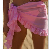 Falda de playa para mujer – Estilo cruzado ajustable – Tejido ligero – Dobladillo con volantes