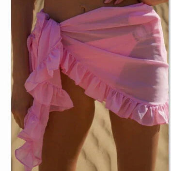 Falda de playa para mujer – Estilo cruzado ajustable – Tejido ligero – Dobladillo con volantes