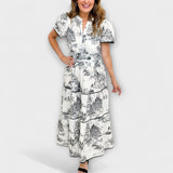 Eliza - Vestido maxi con estampado clásico