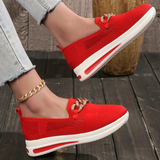 Zapatillas sin cordones para mujer - Tejido transpirable - Suela gruesa y cómoda - Cadena decorativa