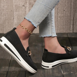 Zapatillas sin cordones para mujer - Tejido transpirable - Suela gruesa y cómoda - Cadena decorativa