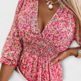 Vestido floral con mangas abullonadas para mujeres