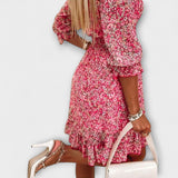 Vestido floral con mangas abullonadas para mujeres