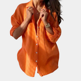 Blusa de mujer - Mangas largas - Corte holgado - Tejido ligero y transpirable - Botones