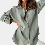 Blusa de mujer - Mangas largas - Corte holgado - Tejido ligero y transpirable - Botones