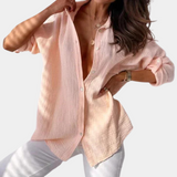 Blusa de mujer - Mangas largas - Corte holgado - Tejido ligero y transpirable - Botones