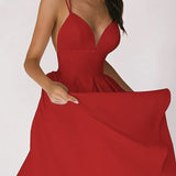 Vestido de mujer - Escote pronunciado - Sin mangas - Falda vaporosa - Vestido de noche elegante