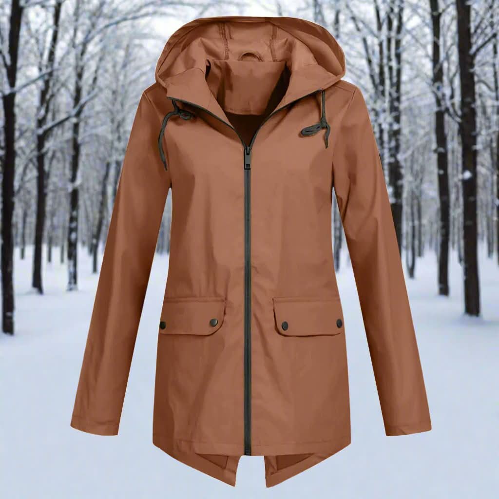Impermeable con capucha para mujer, elegante, resistente a la intemperie y cómodo.