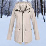Impermeable con capucha para mujer, elegante, resistente a la intemperie y cómodo.